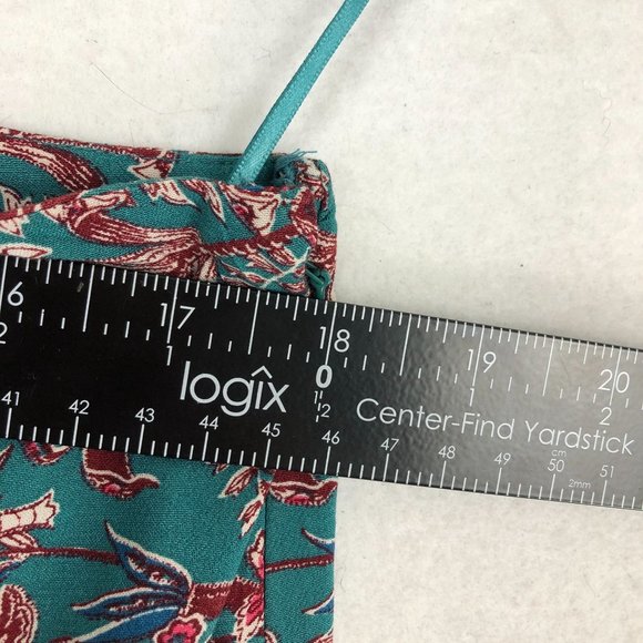 LOFT NWT Women's Size Small Iris Teal Blue Red Printed One Shoulder Top - Picture 5 of 11